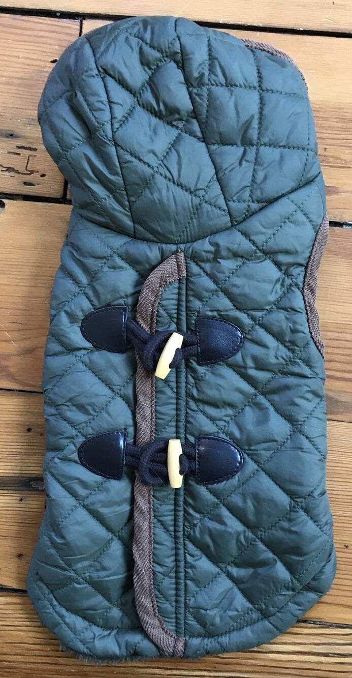 Small Dog Cat Pet Green Quilted Duffle Hooded Fleece Lined Puffer Jacket Coat